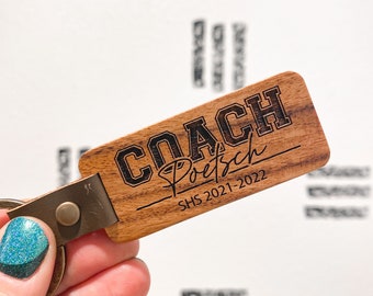 Personalized and Engraved Coach Koa Wooden Keychain Coach Gift Coaching Gift