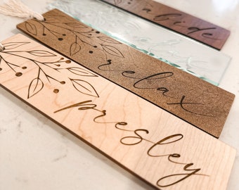 Personalized Engraved Bookmark Wooden Bookmark Leather Bookmark Acrylic Bookmark One Little Word Bookmark