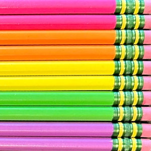 Engrave Your Name Pencil Set Engraved Pencils Teacher Appreciation Gift Name Pencils Ticonderoga Pencils Back to School Neon-Pink to Purple