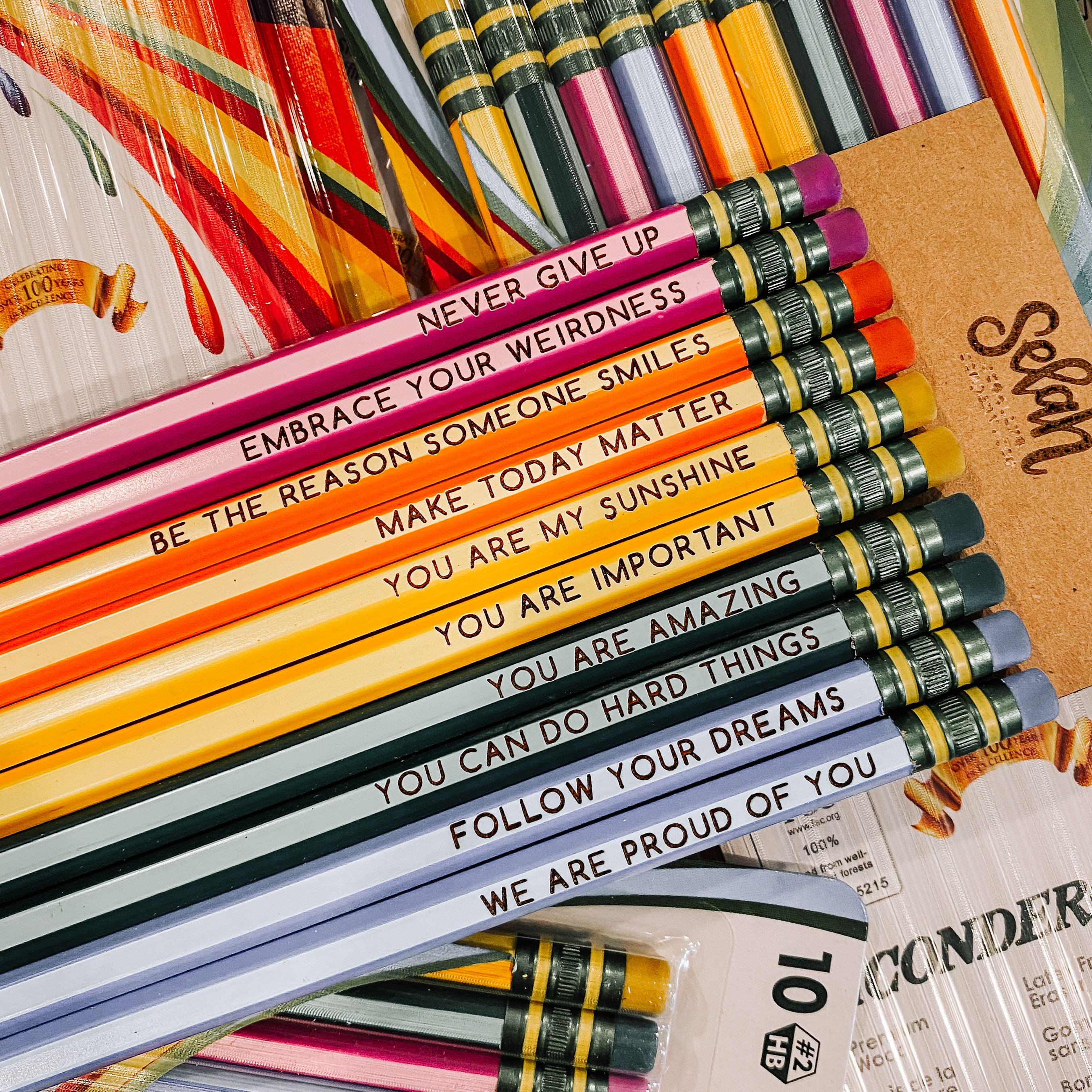 Cuhas Affirmation Pencil Set, Inspirational Pencils, Personalized