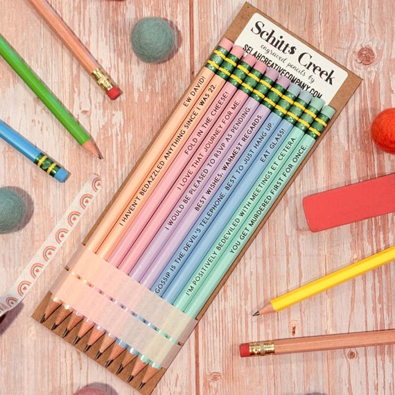 Schitt’s Creek Engraved Pencils Ticonderoga Pencils Ew David Fold in the Cheese
