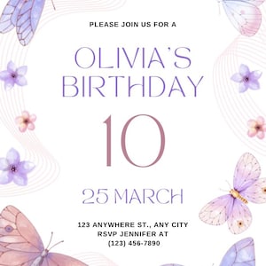 Carte d’invitation anniversaire personnalisée – PDF à imprimer – Enfant, Thème, Texte modifiable”
