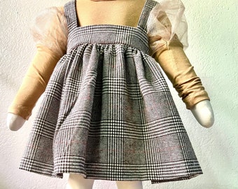 Brown Plaid Pinafore Dress for Girls 9M-12Yrs / Fall and Winter Dress / Plaid Dress