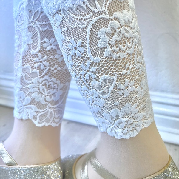 Pretty Rose Lace Calf Leggings for Girls 12M-8Yrs / Girls Leggings / Lace Leggings