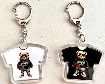 Stylish High Brand Teddy Bear Tshirt Keychain /Gifts for Fashionista / Keychain / Designer Bear Keychain