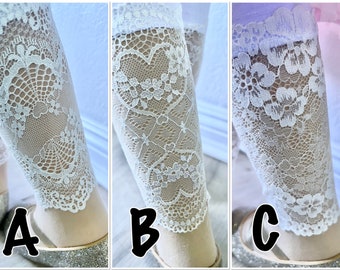 White Floral Lace Calf Leggings for Girls 12M-8Yrs / 3 Patterns / Girls Leggings / Lace Leggings