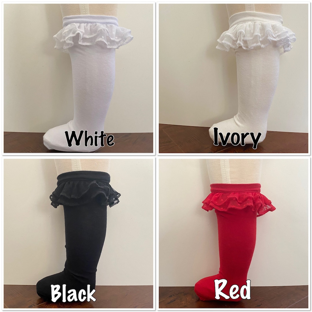 Dot Lace Ruffle Knee High Socks for Girls / Ruffle Socks for Toddlers ...