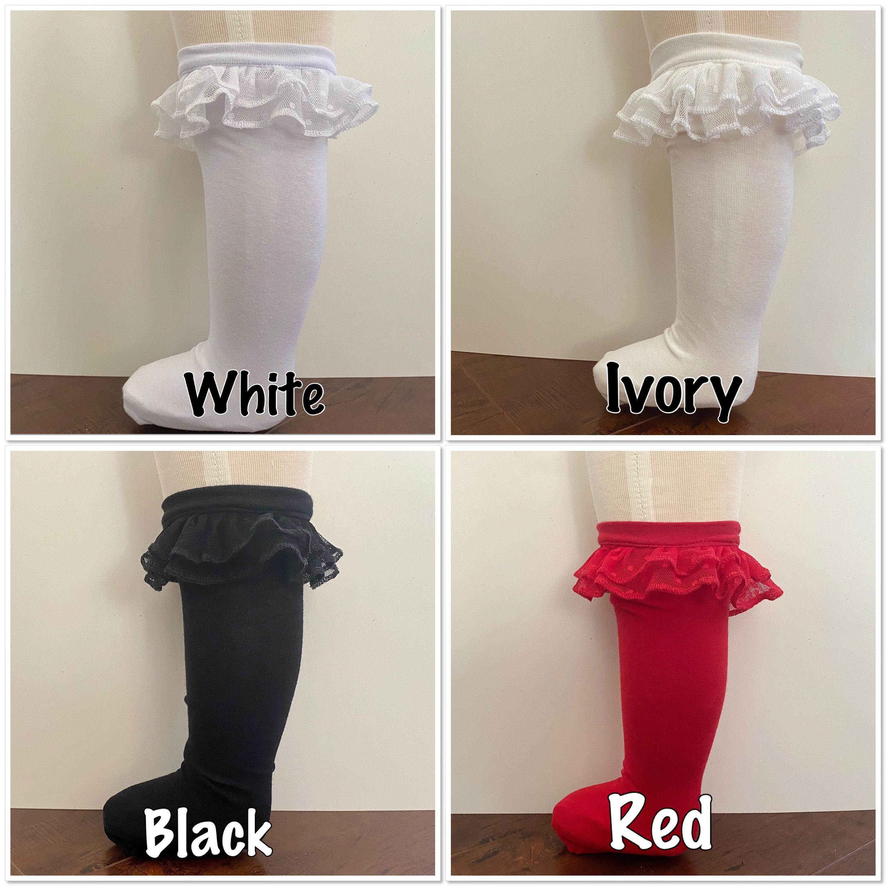 Dot Lace Ruffle Knee High Socks for Girls / Ruffle Socks for Toddlers and Babies / Knee High Socks