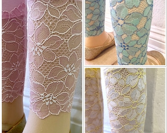 Elegant Floral Lace Calf Leggings for Girls 12M-8Yrs / 3 Colors /  Girls Leggings / Lace Leggings