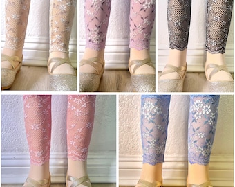 Small Floral Lace Calf Leggings for Girls 12M-8Yrs / 5 Colors /  Girls Leggings / Lace Leggings