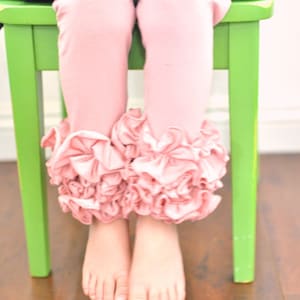 Altrosa Leggings mit Multi-Fold Rüschen / Mädchen Leggings