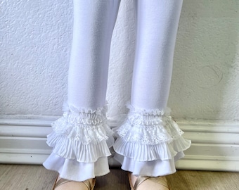 Leggings with Gorgeous Lace Ruffles / Abailable in 2 Colors / Girls Leggings / Ruffle Leggings for Girls