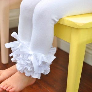 White Leggings with Full Ruffles / Girls Leggings