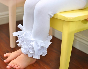 White Leggings with Full Ruffles / Girls Leggings