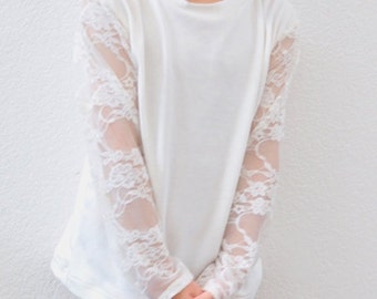 Lace Sleeve Layering Shirt Available in 8 Colors / Long Sleeve Layering Shirt for Girls