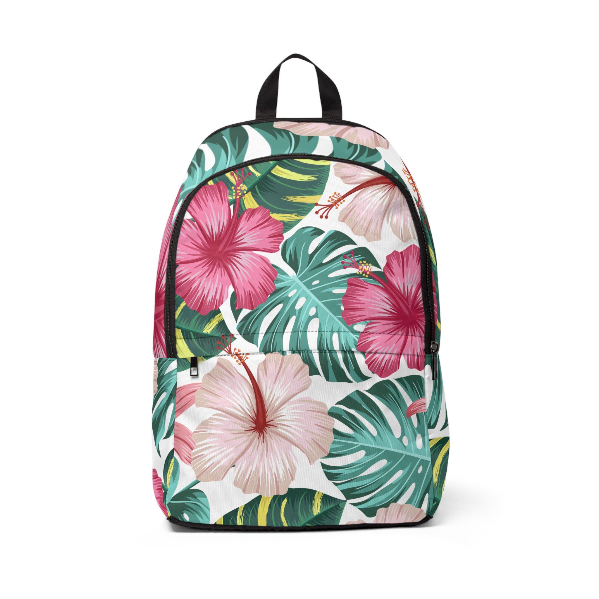 SCL Hibiscus Pink Backpack NWT Personalized Pink Hibiscus School Backpack, Tropical Floral  main image 2
