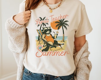 Feral Girl Summer Shirt,Beach Shirt, Funny Meme Shirt, Raccoon Lover Gift
