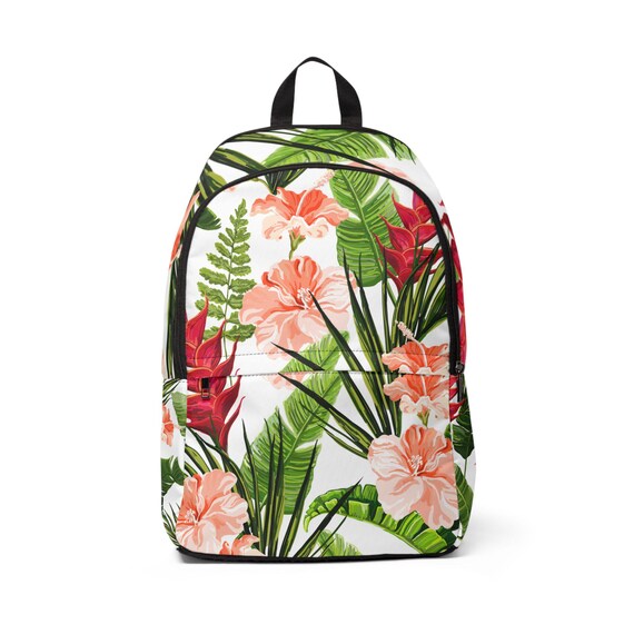 Tropical Floral Backpack, Girls School Bag With Peach  display picture 1
