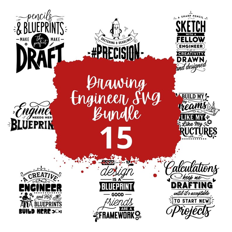 Engineer SVG Bundle, Drawing Blueprints, Cricut Silhouette Designs ...