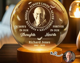 Personalized Photo Memorial Crystal Globe Lamp – Sympathy Gift
