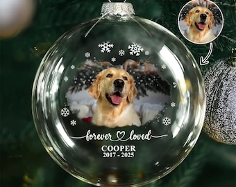 Personalized Pet Memorial Christmas Ornament, Custom Dog Cat Photo, Forever Loved, Pet Loss Keepsake, In Loving Memory Gift