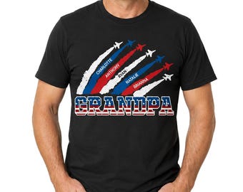 Camiseta personalizada para abuelos, camiseta del 250 aniversario de Estados Unidos, camiseta patriótica familiar con nombres personalizados para niños.