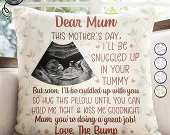 Personalized Mother's Day Gift for Expecting Mum, Custom Sonogram Photo Pillow, First Mother's Day Gift from The Bump, Pregnancy Gift