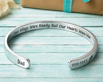 Bracelet commémoratif personnalisé Vos ailes étaient prêtes mais nos coeurs ne l'étaient pas, nom personnalisé date cadeau de sympathie, bijoux de deuil brassard 2026