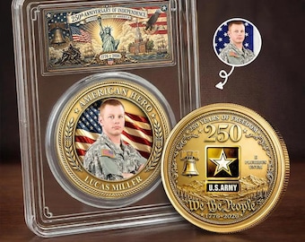Moneda conmemorativa personalizada con foto de héroe estadounidense por 250 años de libertad, moneda patriótica y conmemorativa personalizada, regalo de América 250