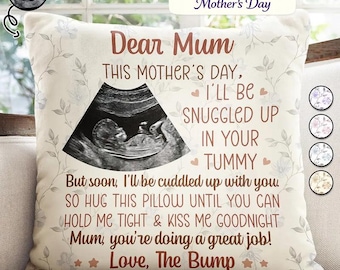 Personalized Mother's Day Gift for Expecting Mum, Custom Sonogram Photo Pillow, First Mother's Day Gift from The Bump, Pregnancy Gift