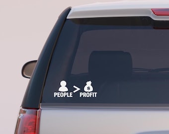 PEOPLE OVER PROFIT Anti-Capitalism Car Decal, Eat the Rich Leftist Political Bumper Sticker