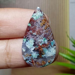 Krysokolla inhemsk koppar • Akvadit • Ädelstenshänge • Cabochon • Liten storlek 25x12x3mm