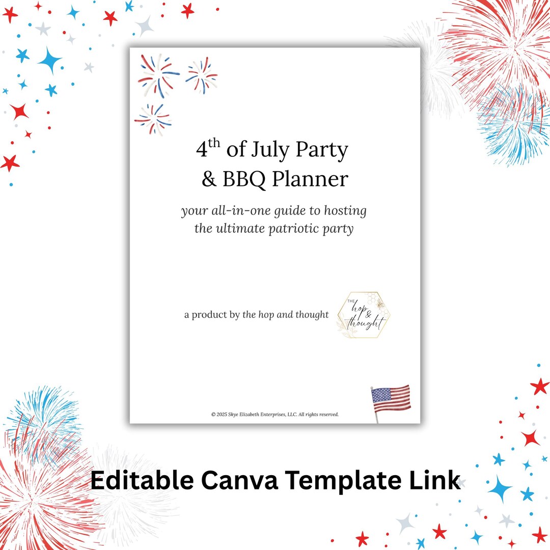 Editable 4th of July Party Planner | BBQ Checklist • Menu & Grocery ...