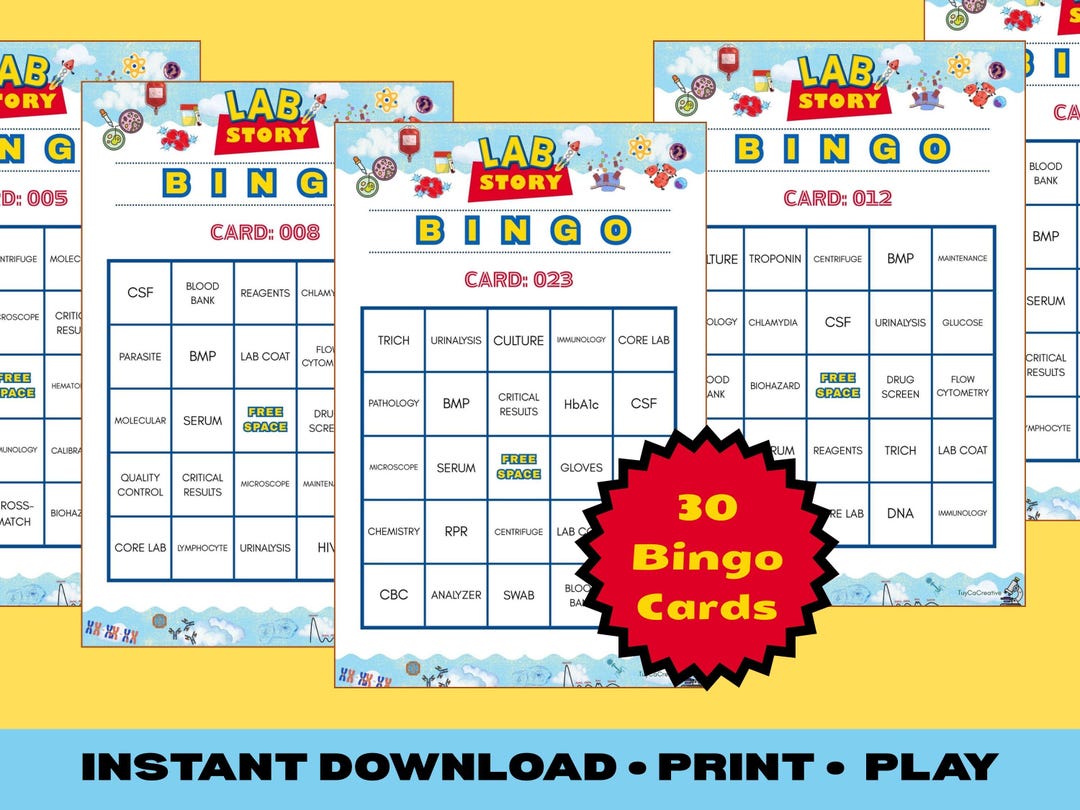 30 Lab Story Bingo Cards (PDF Download) - Etsy