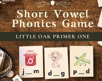 Jeu de mots CVC Maternelle | Activité de phonétique pratique, apprenez à lire à l'école à la maison | Voyelles courtes pour débuter la lecture | PDF