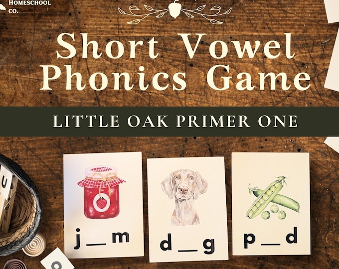 Featured listing image: CVC Word Game Kindergarten | Phonics Activity Hands On| Learn to Read Homeschool | Short Vowel Beginning Reading | Little Oak Primer One