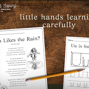 Preschool Learning Activities Bundle | Kindergarten Phonics, Early Math & Letter Recognition Homeschool | Patterns Tracing Cutting Poems PDF image 11