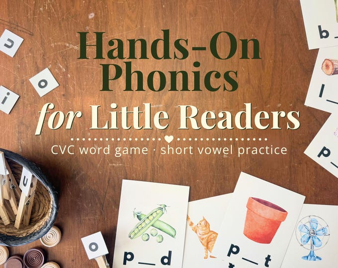 Featured listing image: CVC Words Game Kindergarten | Phonics Blending Activity | Learn to Read Homeschool | Short Vowel Word Practice | Beginning Reading Game