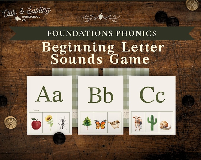 Featured listing image: Beginning Letter Sounds Game | Phonemic Awareness Activities | Preschool & Kindergarten Phonics | Science of Reading Homeschool Curriculum