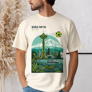 Seattle Host City Soccer 2026 Shirt, Retro Soccer Tee, PNW Football Fan Apparel, Space Needle Match T-Shirt, Washington Sports Gift