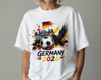 Germany 2026 Soccer T-Shirt, German Football Fan Shirt, World Cup 2026 Apparel, Eagle Flag Graphic Tee, Sports Fan Gift Mens Womens