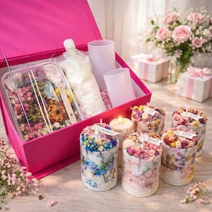 Kit fai da te per la creazione di candele con fiori secchi, regalo per la festa della mamma, kit per candele fai da te, kit per la creazione di candele di soia per principianti, regalo per prendersi cura di sé per la mamma