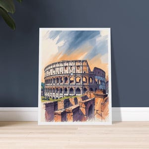 Poster schizzo Colosseo Stampa artistica architettonica colorata per la decorazione della casa Italia Viaggio Arte murale Idea regalo unica