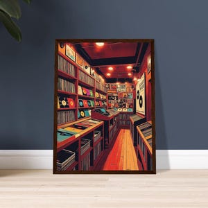 Vinyl Record Shop Poster Retro Music Wall Art Home Decor Print Music Shop