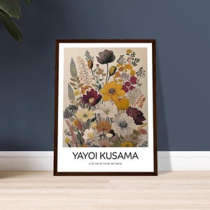 Poster artistico con fiori e piante ispirati a Yayoi Kusama, piante e fiori colorati, decorazioni da parete, decorazioni per la casa, decorazioni per l'ufficio, stampe floreali giapponesi