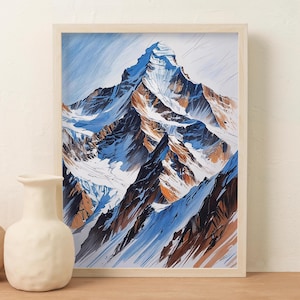 Mount Everest Poster Colored Sketch Mountain Art for Hiking & Adventure Wall Decor Home Decor Office Decor Gift for Travel Lovers