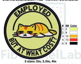 Sleepy Cat Funny Quote Embroidery Design – Instant Download