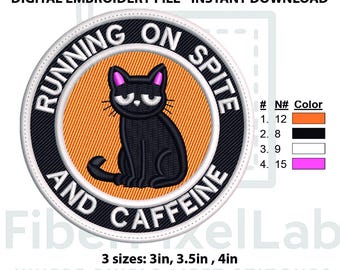 Funny Cat Patch Ruining On-Site Embroidery Design – Instant Download