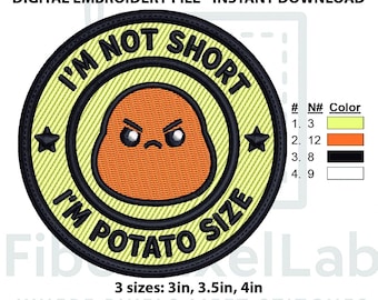 Funny Potato Meme Patch Embroidery Design – Instant Download