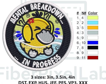 Funny Quote Mental Health Patch Embroidery Design – Digital File for Instant Download